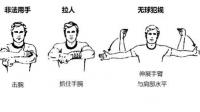 右手握拳下部锤打左手手心的图片和动作名称